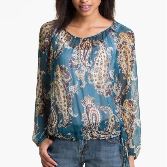 Lucky Brand Sheer Paisley Blouse - Picture 1 of 12